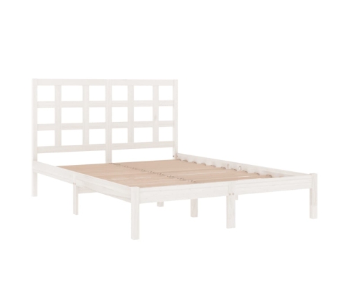 Estructura de cama doble pequeña madera maciza blanca 120x190cm