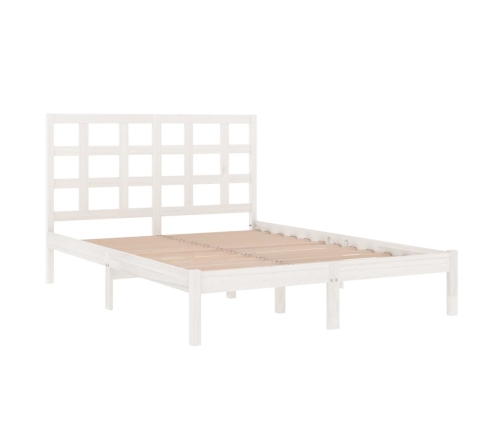 Estructura de cama de madera maciza blanca 135x190 cm