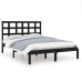 Estructura de cama doble madera maciza negra 135x190 cm