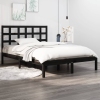 Estructura de cama doble madera maciza negra 135x190 cm