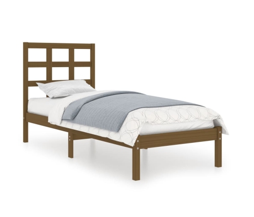 Estructura de cama madera maciza marrón miel 100x200 cm