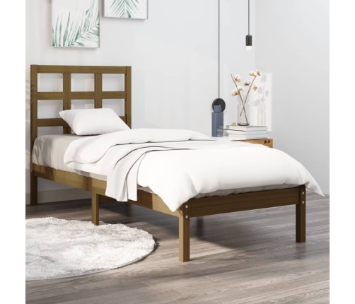 Estructura de cama madera maciza marrón miel 100x200 cm