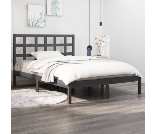 Estructura de cama madera maciza de pino gris 120x200 cm