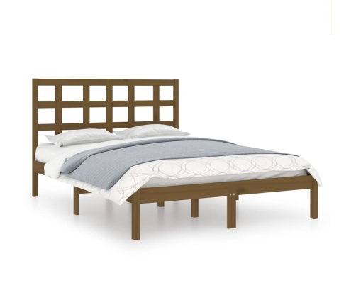 Estructura de cama madera maciza de pino marrón miel 120x200 cm