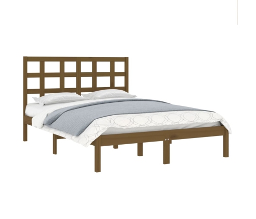 Estructura de cama madera maciza de pino marrón miel 120x200 cm