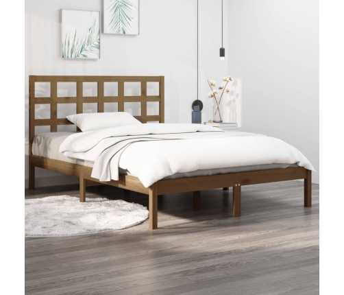 Estructura de cama madera maciza de pino marrón miel 120x200 cm