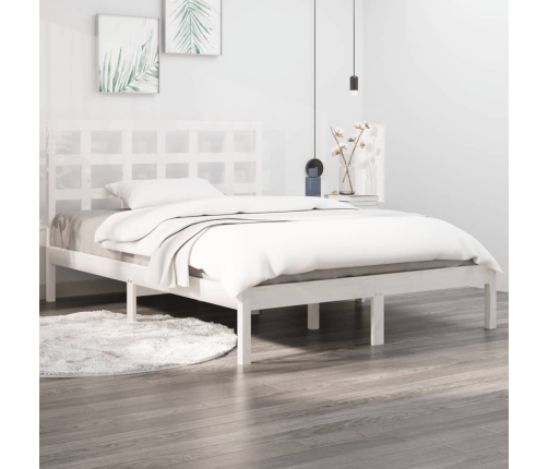 Estructura de cama de madera maciza blanca 140x200 cm