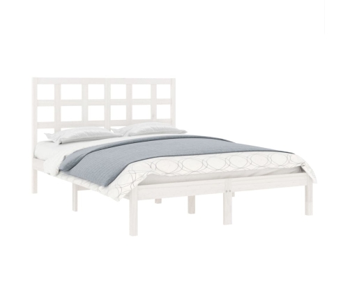 Estructura de cama madera maciza blanca King Size 150x200 cm