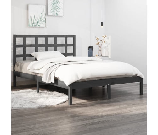 Estructura de cama de madera maciza de pino gris 200x200 cm