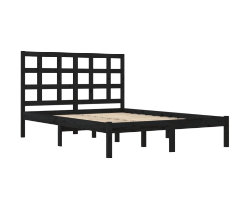 Estructura de cama de madera maciza de pino negra 200x200 cm