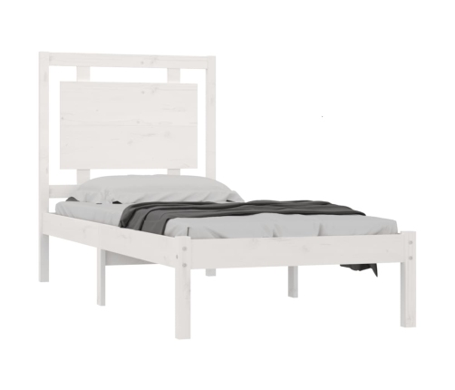 Estructura de cama madera maciza individual blanco 75x190 cm