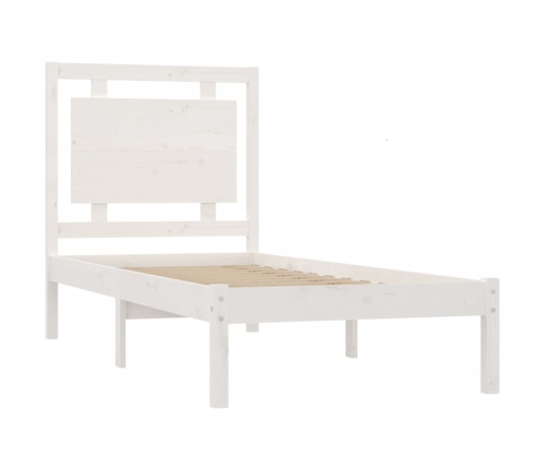 Estructura de cama madera maciza individual blanco 75x190 cm