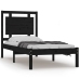 Estructura de cama madera maciza individual negra 75x190 cm