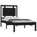 Estructura de cama madera maciza individual negra 75x190 cm