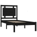 Estructura de cama madera maciza individual negra 75x190 cm