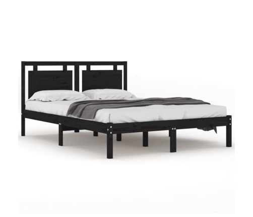 Estructura de cama madera maciza negra 120x190 cm