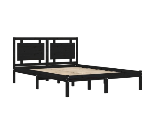 Estructura de cama madera maciza negra 120x190 cm