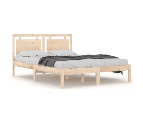 Estructura de cama de matrimonio madera maciza 135x190 cm