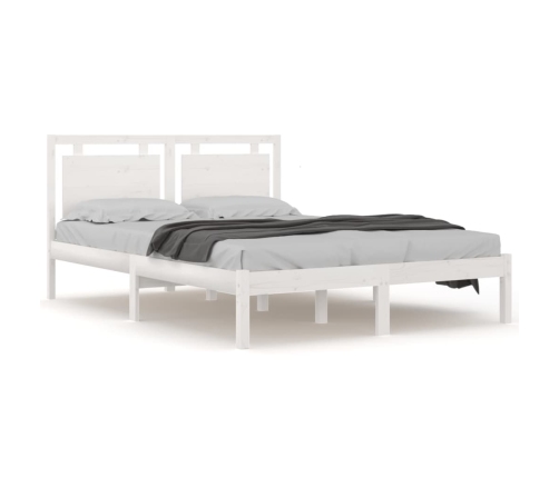 Estructura de cama de madera maciza blanca 135x190 cm