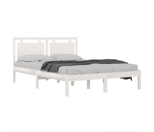 Estructura de cama de madera maciza blanca 135x190 cm