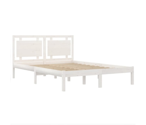 Estructura de cama de madera maciza blanca 135x190 cm