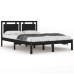 Estructura de cama doble madera maciza negra 135x190 cm