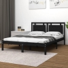 Estructura de cama doble madera maciza negra 135x190 cm