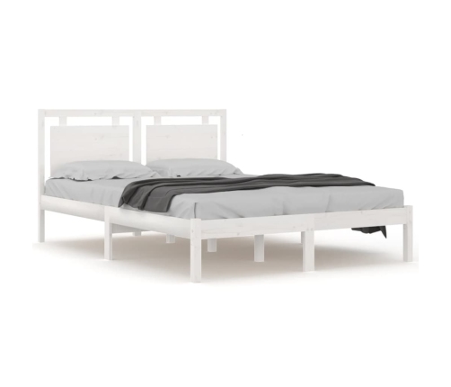 Estructura de cama de madera maciza blanca 140x190 cm