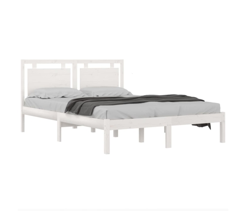 Estructura de cama de madera maciza blanca 140x190 cm