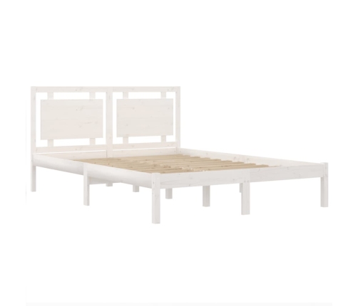 Estructura de cama de madera maciza blanca 140x190 cm