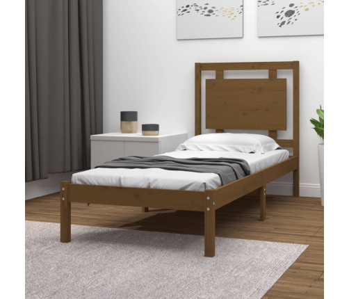 Estructura de cama madera maciza marrón miel 100x200 cm