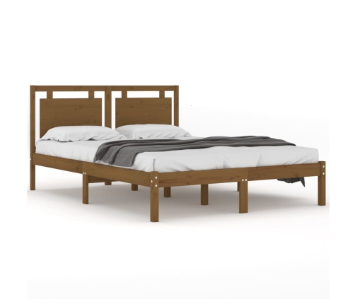 Estructura de cama madera maciza de pino marrón miel 120x200 cm