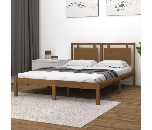 Estructura de cama madera maciza de pino marrón miel 120x200 cm