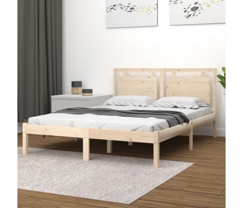 Estructura de cama madera maciza 150x200 cm