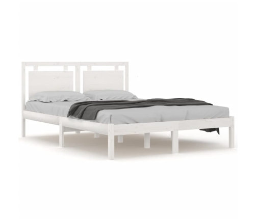 Estructura de cama madera maciza blanca King Size 150x200 cm