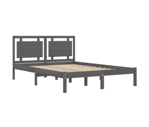 Estructura de cama madera maciza gris King Size 150x200 cm