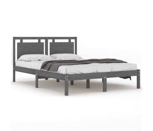 Estructura de cama de madera maciza de pino gris 200x200 cm
