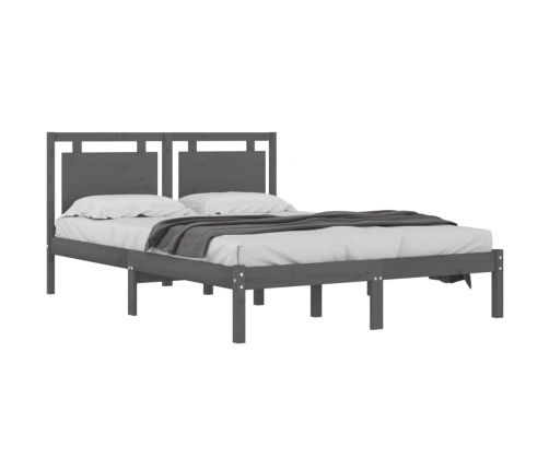 Estructura de cama de madera maciza de pino gris 200x200 cm