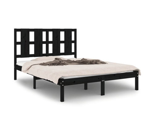 Estructura de cama madera maciza negra 120x190 cm