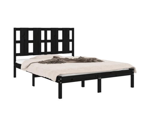 Estructura de cama madera maciza negra 120x190 cm