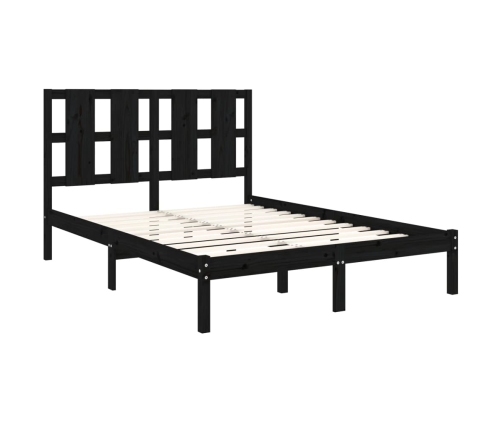 Estructura de cama madera maciza negra 120x190 cm