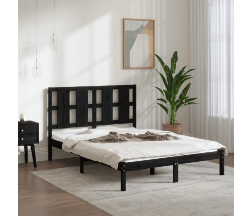 Estructura de cama madera maciza negra 120x190 cm