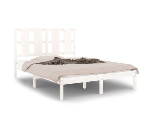 Estructura de cama de madera maciza blanca 135x190 cm