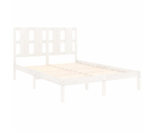 Estructura de cama de madera maciza blanca 135x190 cm