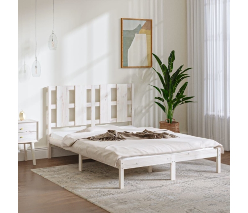 Estructura de cama de madera maciza blanca 135x190 cm