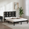 Estructura de cama doble madera maciza negra 135x190 cm