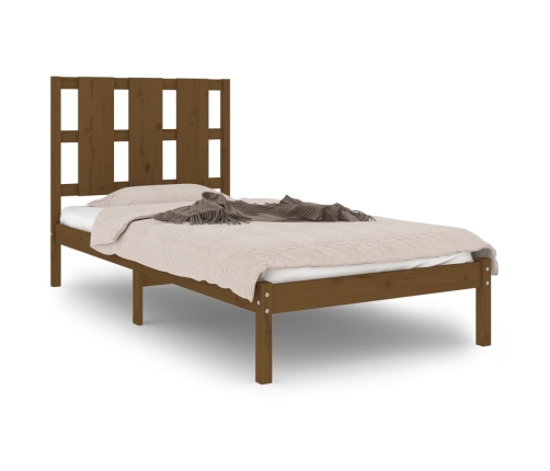 Estructura de cama madera maciza pino marrón miel 100x200 cm