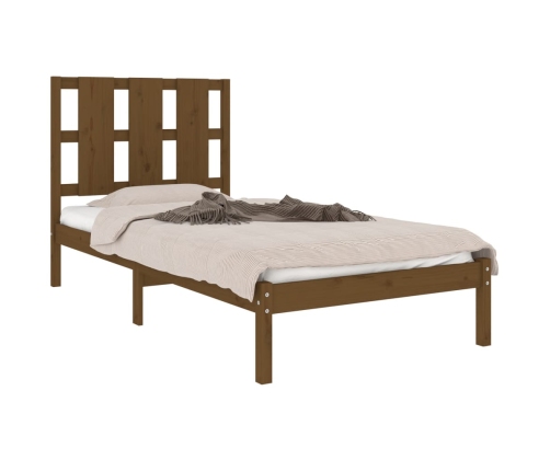 Estructura de cama madera maciza pino marrón miel 100x200 cm