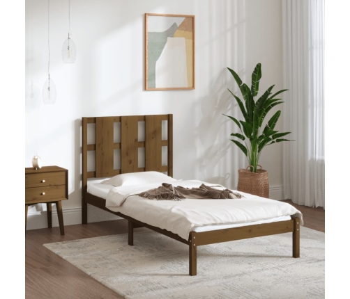 Estructura de cama madera maciza pino marrón miel 100x200 cm