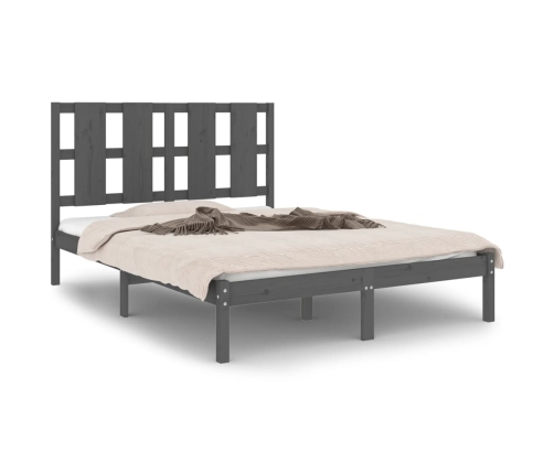 Estructura de cama madera maciza de pino gris 120x200 cm